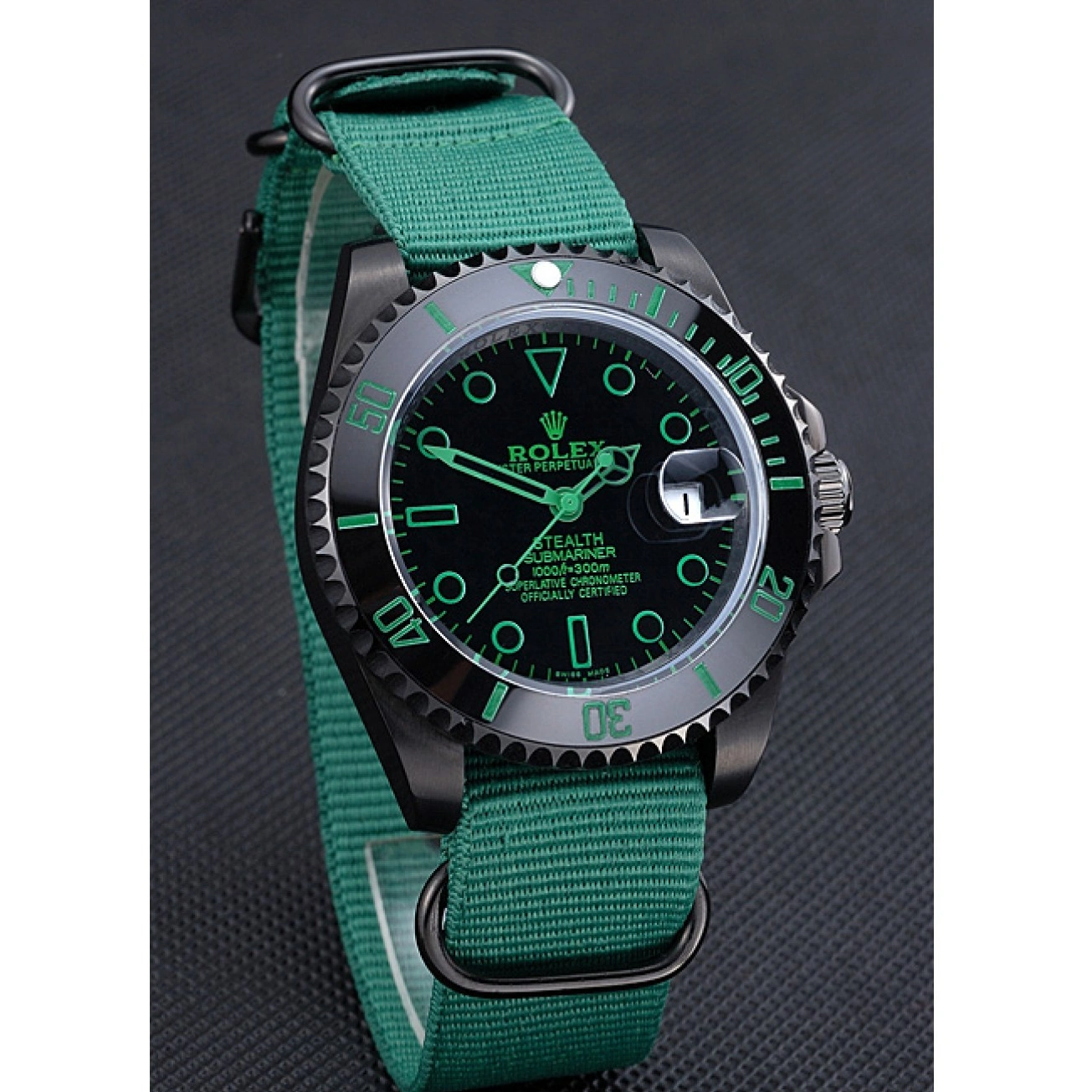 Aaa replica Nylon 622009 Submariner Strap Stealth Green Rolex 1029